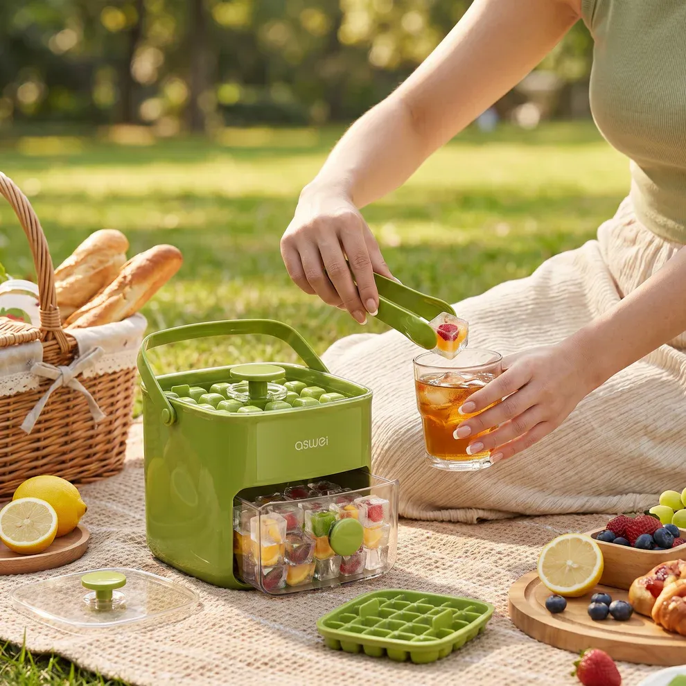 2-in-1 Ice Cube Maker with Storage Box – 48 Ice Cubes, Dual Design