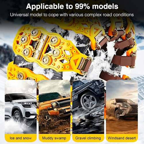 🚗 10PCS Universal Anti-Slip Tire Chains – Easy-Install Traction Chains for Mud, Sand & Off-Road Driving