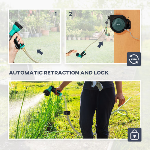 🔥 Retractable Garden Hose Reel – 100FT Auto-Rewind Water Hose with 9-Function Nozzle