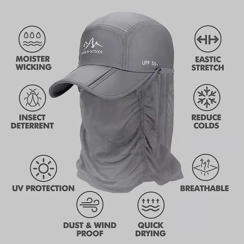 All-in-One Outdoor Hat – Foldable Brim, Neck Cover & Cool Comfort for Any Adventure!