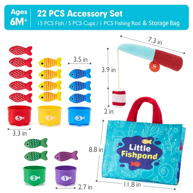A fishing set for toddlers, that helps with number counting and color sorting