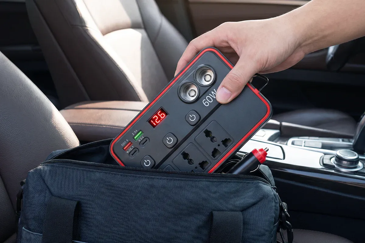 Multifunctional Car Charger with AC Outlets & USB