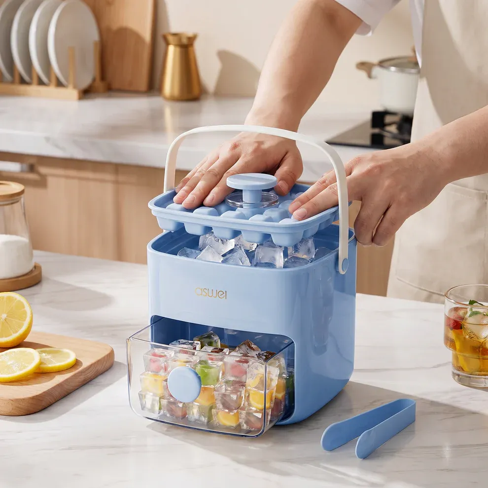 2-in-1 Ice Cube Maker with Storage Box – 48 Ice Cubes, Dual Design