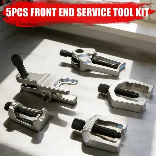 5pcs Professional Front End Service Tool Kit, Pitman Arm Puller, Ball Joint Separator Tie Rod Remover Tool