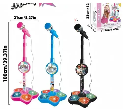 Karaoke Machine Toy with Lights Kids Microphone with Stand, Karaoke Song Instrument Toy, Educational Training Toy