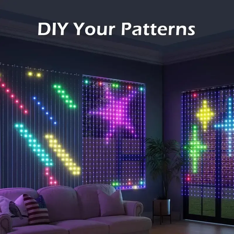 400 LED Smart Curtain Fairy Lights DIY Christmas String Light RGB Changing Music Sync Text Remote App