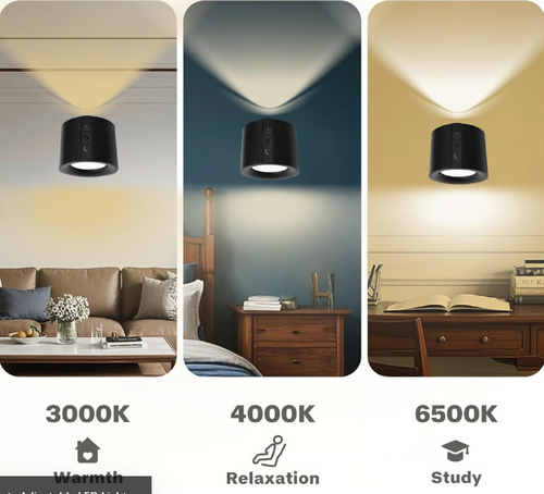 360° Rotatable Rechargeable Touch Wall Lamp with Double Sided Light Source