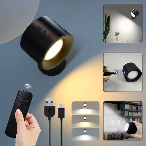 360° Rotatable Rechargeable Touch Wall Lamp with Double Sided Light Source