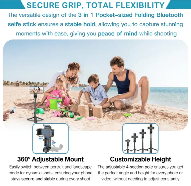 3-in-1 Mini Selfie Stick – Tripod, Stabilizer, Bluetooth in One!