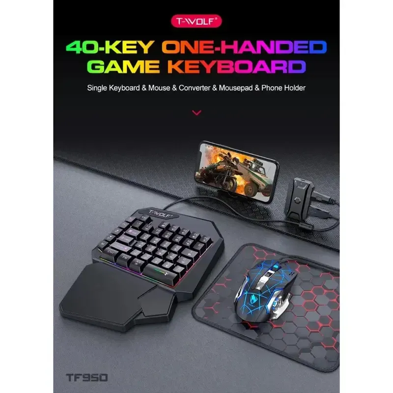 5-in-1 RGB Gaming Keyboard & Mouse Combo with Controller