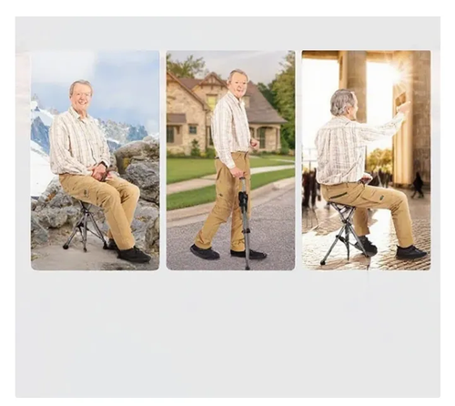 2-in-1 Foldable Cane With Chair