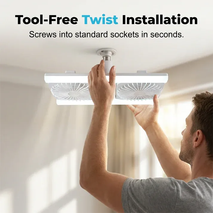 2-in-1 LED Ceiling Fan Light – Dual Cooling, Ultra Bright, Tool-Free Install 🌀