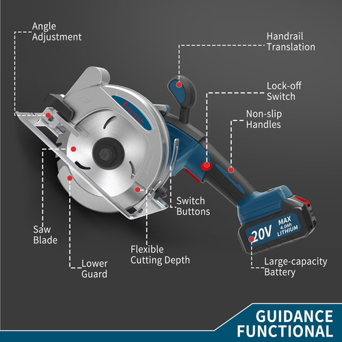 🔥 5 Brushless Cordless Circular Saw – 6900RPM High-Speed Cutting Tool with Battery   Charger