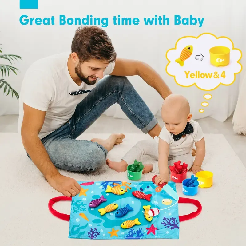 A fishing set for toddlers, that helps with number counting and color sorting