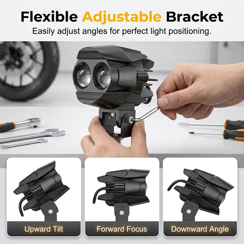 🔥 Dual Color LED Motorcycle Light – Bright Night Riding Safety Lamp 🏍️