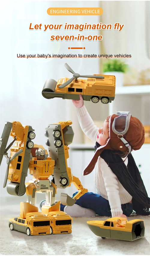 Transformable Magnetic Mech Engineering Vehicle Interactive Puzzle Robot Set for Parent Child Bondi