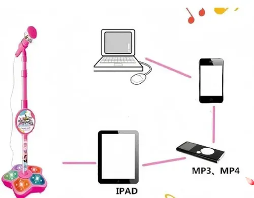 Karaoke Machine Toy with Lights Kids Microphone with Stand, Karaoke Song Instrument Toy, Educational Training Toy