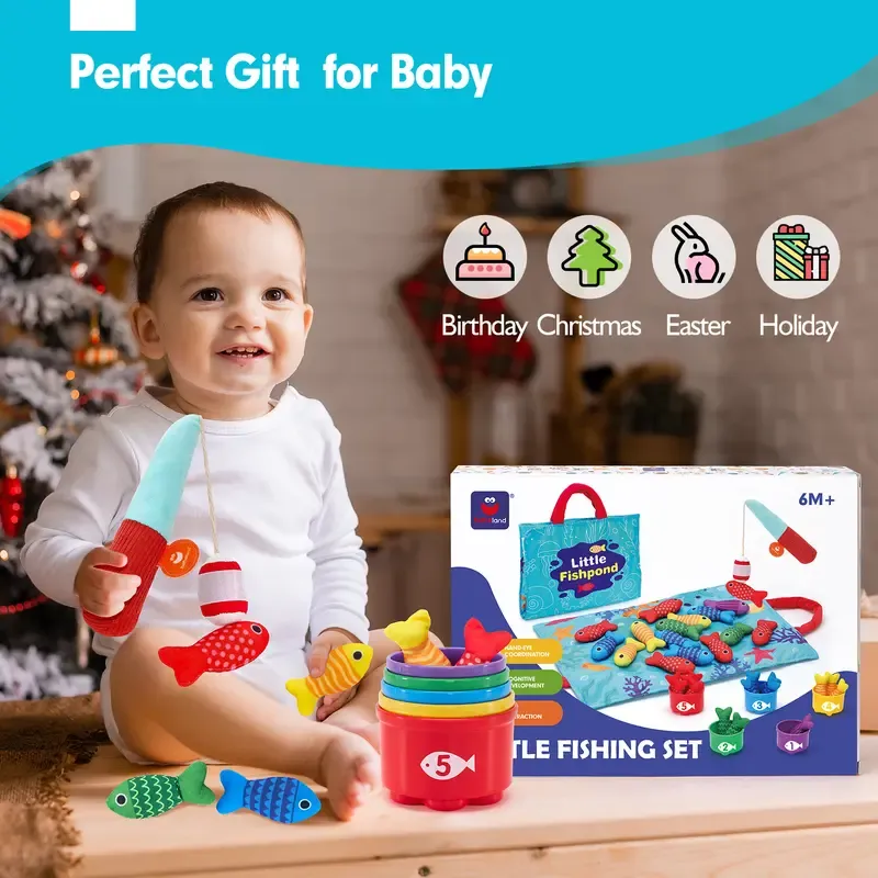 A fishing set for toddlers, that helps with number counting and color sorting