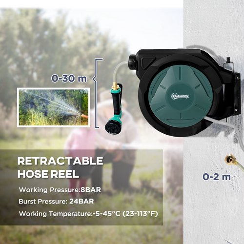 🔥 Retractable Garden Hose Reel – 100FT Auto-Rewind Water Hose with 9-Function Nozzle