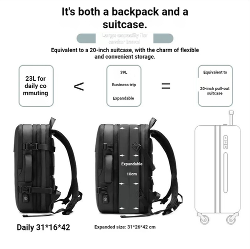 Men Large Capacity Backpack Business Travel Expandable Laptop Bag Casual Multifunctional Rucksack
