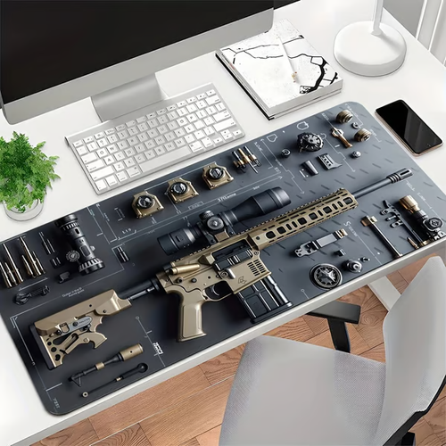 Gun Mouse Pad Large Size Black Gaming Integrated