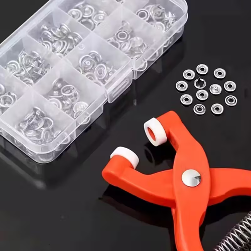 201pcs Includes 200 Quick Snap Buttons and 1 Pliers Set