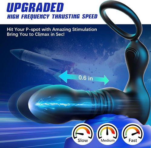 BEISAR Prostate Massager Anal Vibrator Thrusting Vibrating 7 Modes with Cock Ring Anal Plug Anal Sex Toys P Spot Massager Male Sex Toys for Men Dildos Women Couples AI Sync Remote Control Anal Beads