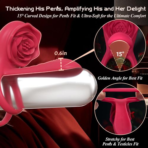 MOVGANI 4 in 1 Rose Penis Extender with G Spot Clitoris Vibrator