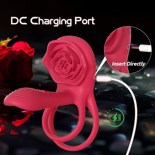 MOVGANI 4 in 1 Rose Penis Extender with G Spot Clitoris Vibrator