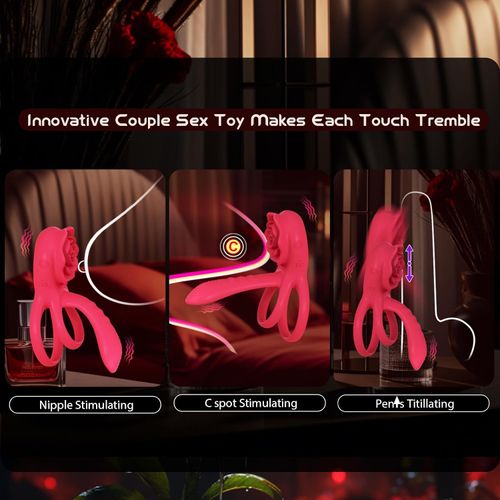 MOVGANI 4 in 1 Rose Penis Extender with G Spot Clitoris Vibrator
