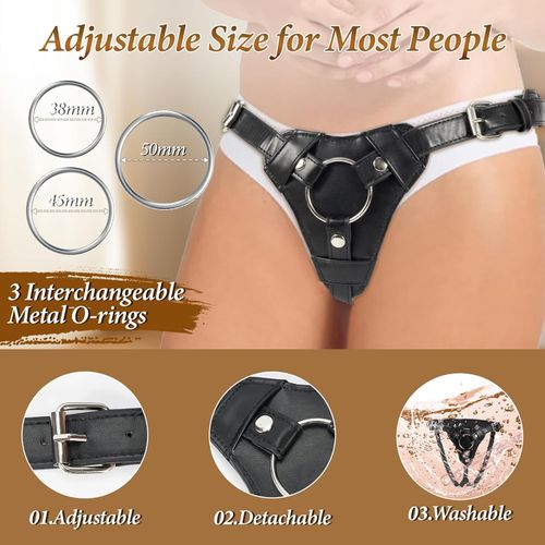 Strap on Dildo with Harness Adult Sex Toys - Adjustable Leather Strapon Harness with 9.45 Huge Silicone Anal Dildo, Detachable Suction Cup Penis for Lesbian Gay Couples Pegging Adult Toy & Games