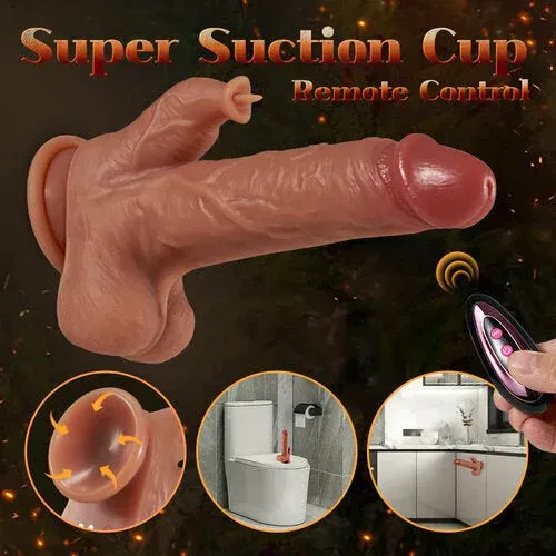 9 Vibrating 3 Thrusting Tongue Licking & Swing Heating Dildo