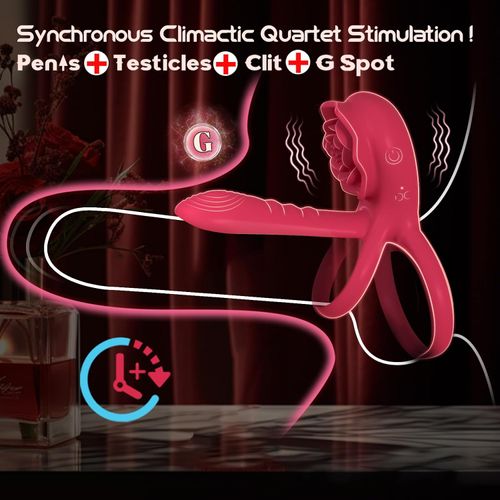 MOVGANI 4 in 1 Rose Penis Extender with G Spot Clitoris Vibrator