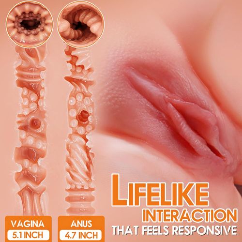 BIG SHOCKED Sex Doll Torso Male Sex Toy with Bouncing Jiggly Boobs & Perky Ass, Sex Dolls for Men Realistic Puffy Tight Juicy Pocket Pussy Vagina & Anal Mens Sex Toy, Masturbator Built-in Skeleton
