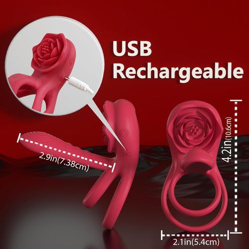 MOVGANI 4 in 1 Rose Penis Extender with G Spot Clitoris Vibrator
