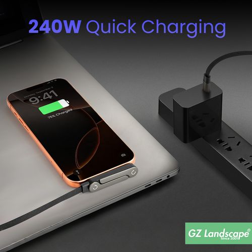 Multifunctional Mobile Phone Charger Adjustable Stand + 1.5M Durable Braided C-Type Data Cable