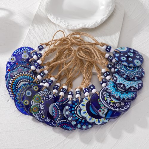 Ethnic-style Painted Print Pendant – Oversized Acrylic Car Hanging Ornament, Tribal-inspired Decor