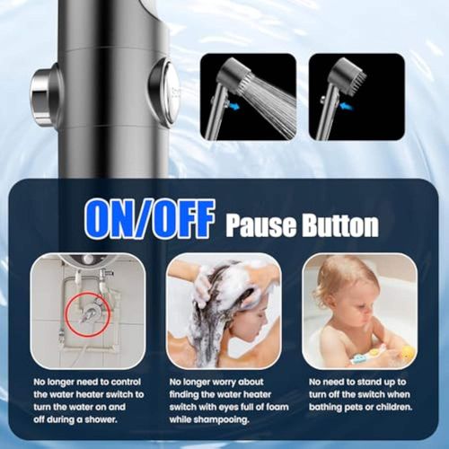 NEW Shower Head High Pressure Shower Head with Handheld, Shower Hose & Adjustable Bracket Filter Shower Head, Remove Chlorine & Hard Water Manual Installation Round Shape Paint Finish
