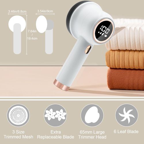 Portable Electric Lint Remover Rechargeable Fabric Shaver with LED Digital Display for Clothes Sweater