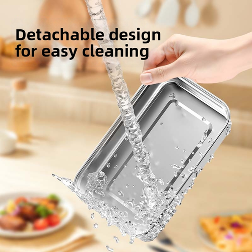 Portable 900ml Electric Heating Lunch Box 304 Stainless Steel No Water Heating Food Warmer