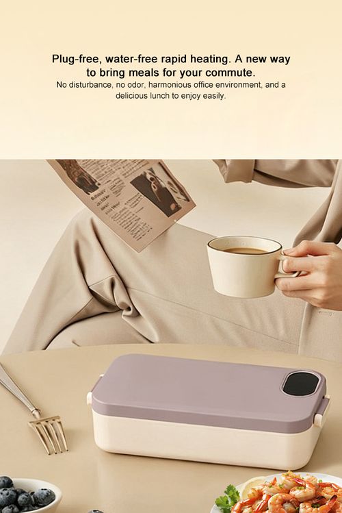 Portable 900ml Electric Heating Lunch Box 304 Stainless Steel No Water Heating Food Warmer