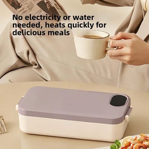Portable 900ml Electric Heating Lunch Box 304 Stainless Steel No Water Heating Food Warmer