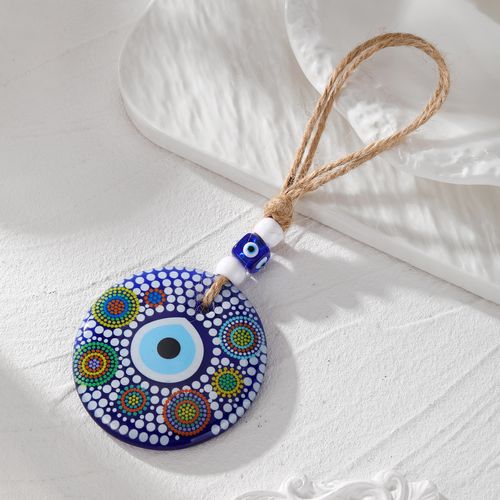 Ethnic-style Painted Print Pendant – Oversized Acrylic Car Hanging Ornament, Tribal-inspired Decor
