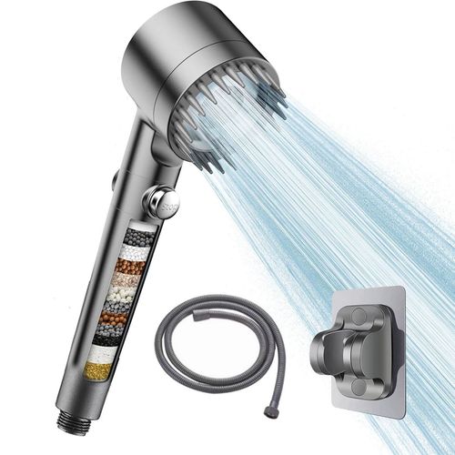 NEW Shower Head High Pressure Shower Head with Handheld, Shower Hose & Adjustable Bracket Filter Shower Head, Remove Chlorine & Hard Water Manual Installation Round Shape Paint Finish