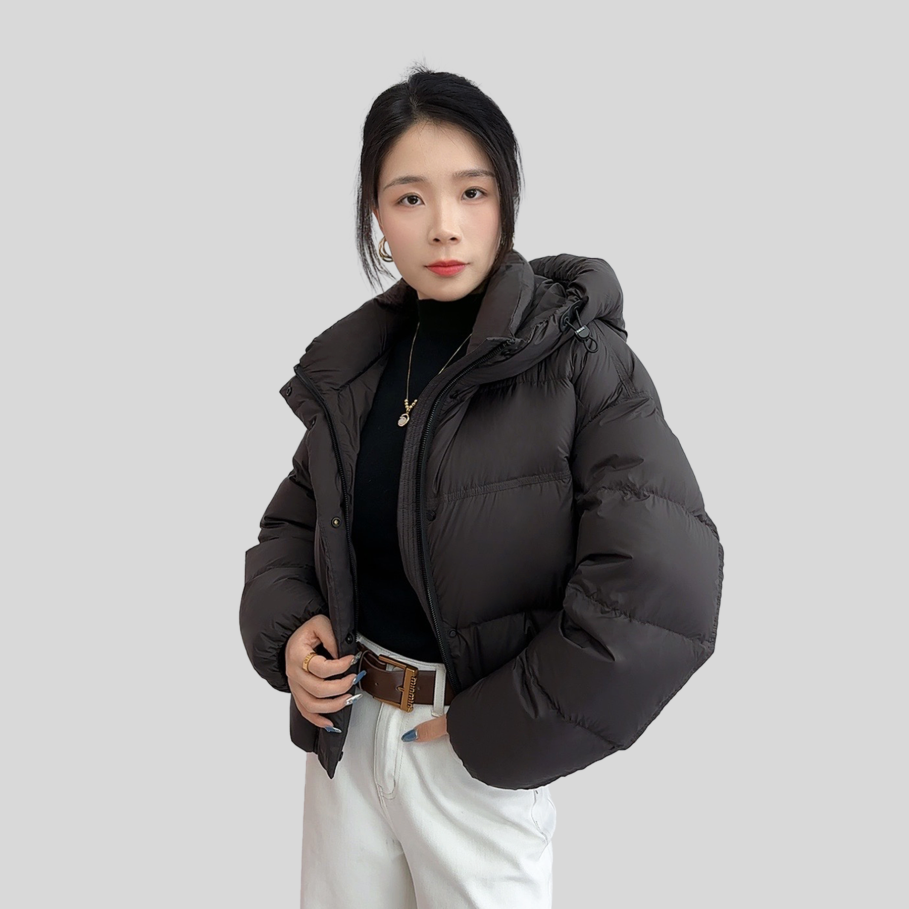 Black classic loose down jacket