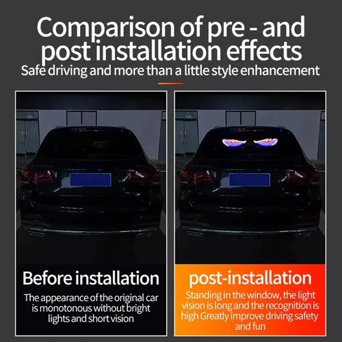 🔥HOT SALE🔥 COD！Dynamic  Eyes of the Devil  Car Window Stickers: LED Display for Trucks  Vans  and Cars  Front and Rear Windshield Lights  Multi-Mode