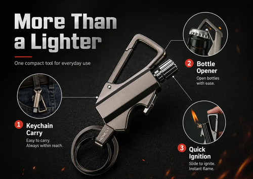 🔥HOT SALE🔥 COD！Multifunctional Kerosene Lighter with 10,000 Ignitions—Outdoor, Waterproof, Portable, Bottle Opener, Keychain