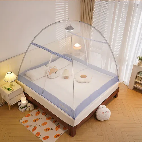 1‑Second Pop‑Up Dome Mosquito Net, 360° Full‑Coverage Zipper Folding Bed Canopy