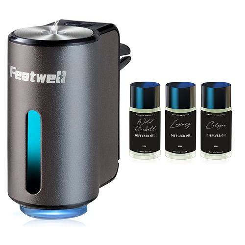 Rechargeable Alloy Car Vent Diffuser with 3 Essential Oils, 3 Scent Modes