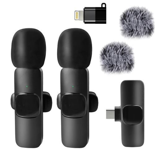 Wireless Lavalier Clip Mic for iPhone & USB-C Live Recording